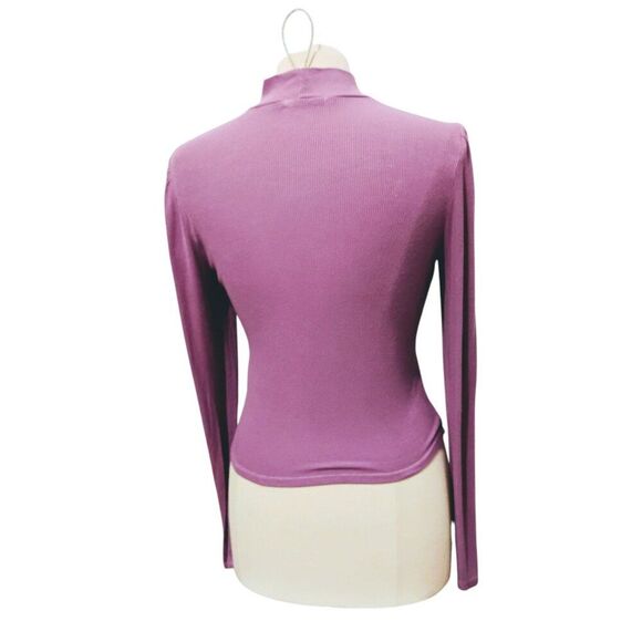 Michael Stars Top Mock Neck Ribbed Puff Long Sleeves Soft Stretchy Comfy OS - Picture 3 of 8